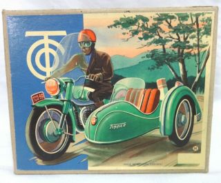 Tippco motorcycle with sidecar only BOX.  Made in Western Germany. 12