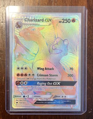 Charizard Gx Secret Rare 150/147 Nm Pokemon Tcg Burning Shadows Rainbow Hyper