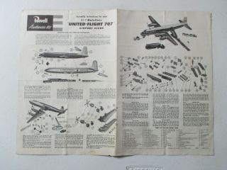 1955 Revell United Flight 707 Dc - 7 Model Kit Ua System Map Instructions