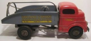 Old Structo Wind Up Toyland Garage Wrecker Tow Truck Construction Toy