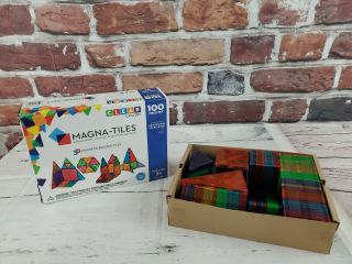 Magna - Tiles Set 100 Pc Magnetic Building Translucent Clear Colors 04300