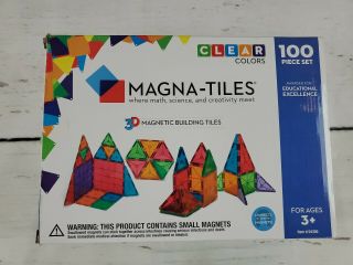 MAGNA - TILES SET 100 PC MAGNETIC BUILDING TRANSLUCENT CLEAR COLORS 04300 3