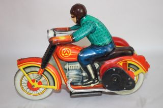 Antique USSR AFTER TIPPCO WIND UP TIN SIDECAR MOTORCYCLE O/B No Fischer Arnold 4