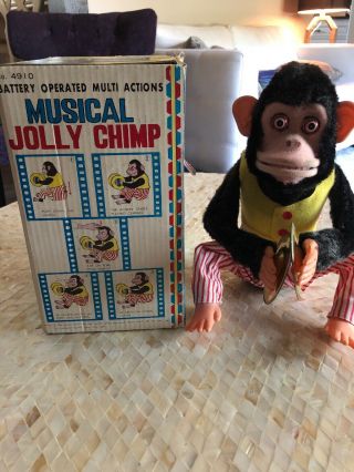 Musical Jolly Chimp W/Box 4910 Made in Japan ECU 2