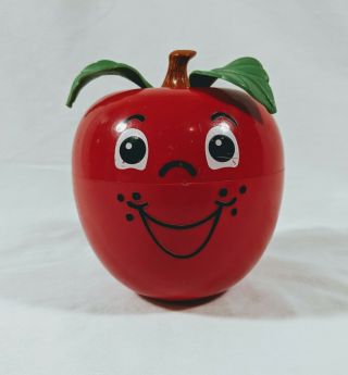Vtg Fisher Price Happy Apple Chime Baby Toy Wobble Red Bell Rattle Usa 1972