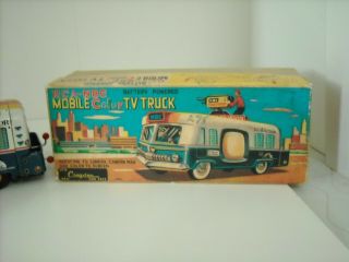 Very Rare Cragstan Tin Battery Operated RCA - NBC Mobile Color TV Truck BOXED 2