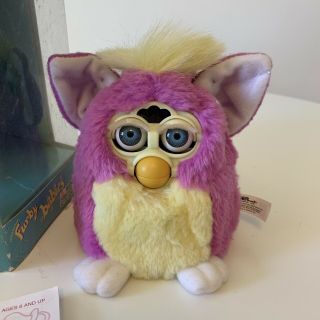 1999 Furby Babies Purple Yellow Fur with Blue Eyes Model 70 - 940 Tiger, 2