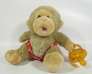 Vintage Baby Chee Chee Pacifier Diaper Russ Berrie Plush Stuffed Animal Monkey