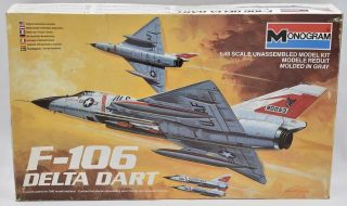 F - 106 Delta Dart 100 Complete Unbuilt Plastic Model Kit Monogram 1983 1:48
