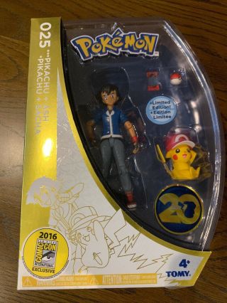 Pokemon 20th Anniversary Sdcc 2016 Exclusive Ash And Pikachu Figure Set