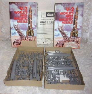 Two 1972 Revell German V - 2 Missile With Trailer & Launching Pad H - 560 1/69 Scale