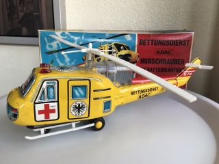 Rare Large Tin Battery Op.  Helicopter T.  N Nomura Japan “rettungsdienst Adac” Box