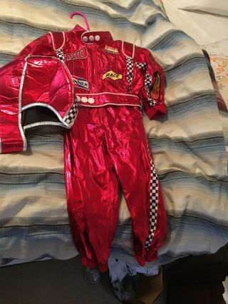 Race Car Driver Halloween Costume Toddler 3 - 4 Year.  Metallic Red.  Cute.