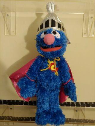 2015 Gund 16 " Grover Sesame Street Muppet Beanie Plush With Helmet & Cape