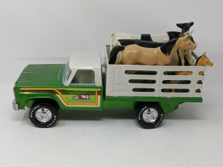 Vintage Nylint Farms Truck With Flat Bed And Animals 1970s 15” Cow Horse