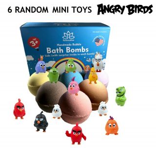 6 Bath Bombs With Angry Birds Toys Inside For Kids – Natural & Safe Fizzies