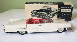 Bandai Toys Japan Tin Litho Friction 1960 CADILLAC CONVERTIBLE CAR V RARE MIB 5