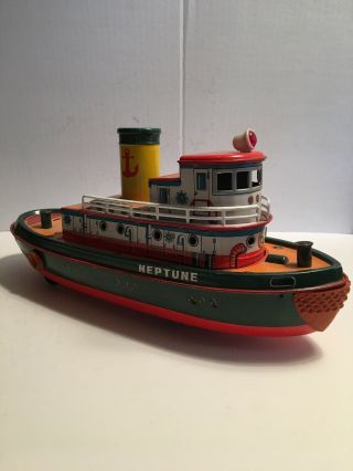 Vintage Bump - n - Go Neptune Tug Boat Modern Toys Japan Battery Operated 1960 ' s 4
