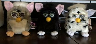 1998 Furby Dalmation,  All Black & Pink And Gray All And Work