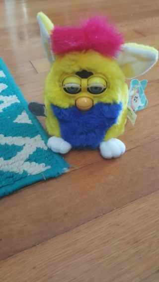 1999 Furby Babies Yellow Blue Pink Fur With Blue Eyes Model 70 - 940 Tiger