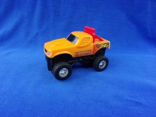 4x4 Monster Truck 1/43 Scale Slot Car Orange W/ Jumbo Tires Power To Burn