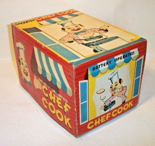 1960 ' s BATTERY OPERATED CHEF COOK VINTAGE TIN TOY BURGER / PIGGY BBQ BUDDY 10