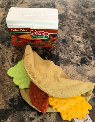 Vintage Fisher Price Fun With Food Taco Fixin’s Box Shell Toppings Cheese Meat