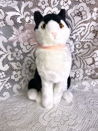 Fancy Turnout Plush Cat Made In Ohio Usa Black & White 11 1/2”