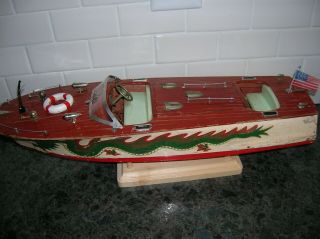 Toy Wood Boat 18 Inch Dragon Ito Battery Operated K&o Wooden Boat Vintage Boat