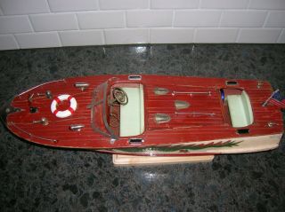 TOY WOOD BOAT 18 INCH DRAGON ITO BATTERY OPERATED K&O WOODEN BOAT VINTAGE BOAT 2