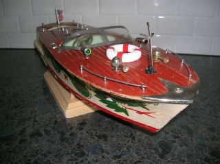 TOY WOOD BOAT 18 INCH DRAGON ITO BATTERY OPERATED K&O WOODEN BOAT VINTAGE BOAT 3