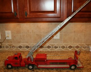 Vintage 1958 Tonka Aerial Ladder Fire Truck Engine Hydraulics Work 4
