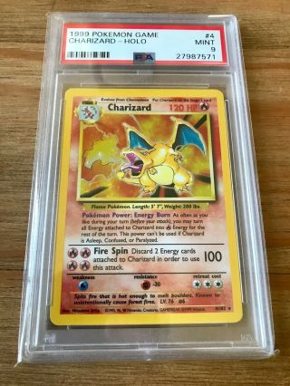 Flash Sale:::pokemon Charizard Psa 9 Base Set Unlimited 4/102 Holo 6 7 8