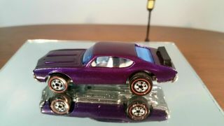 1969 Hot Wheels Redlines Olds 442 - 1:64 Scale - Made In Honk Kong - Purple Color
