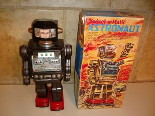 Minty 1960s Horikawa Japan All Tin Bo Swivel - O - Matic Astronaut Robot/box - 3day Nr