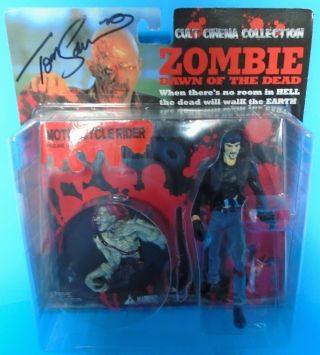Cult Cinema Zombie Dawn Of The Dead Motorcycle Rider Figure 4 Tom Savini Signed