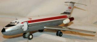 1970s Vtg Twa Dc - 9 Airliner Tin Battery - Operated Airplane Modern Toys Tn Japan