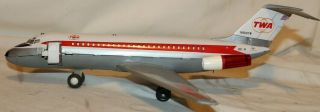 1970s Vtg TWA DC - 9 AIRLINER Tin Battery - Operated Airplane Modern Toys TN Japan 4