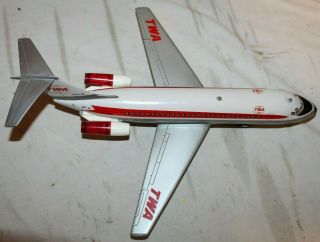 1970s Vtg TWA DC - 9 AIRLINER Tin Battery - Operated Airplane Modern Toys TN Japan 7