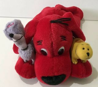 Scholastic Clifford The Big Red Dog Plush With Mini Cleo & T - Bone Plush 13 "