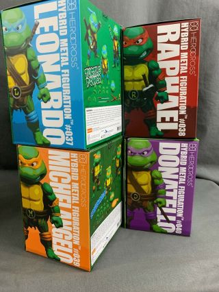Herocross Teenage Mutant Ninja Turtles Metal 4 Figure Set TMNT Nickelodeon 4