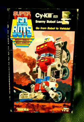 1985 Tonka Go Bots Cy - Kill 021 Enemy Robot Leader With Box