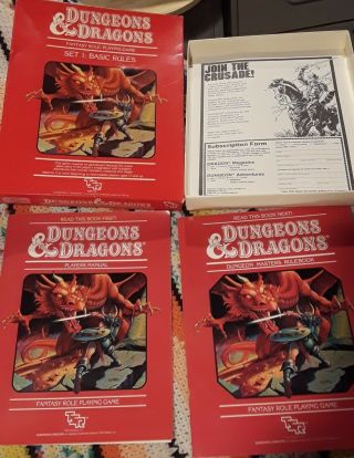 Dungeons & Dragons Tsr 1011 Basic Rules Set 1 Red Box 1983 Box,  2 Books,  Flyer