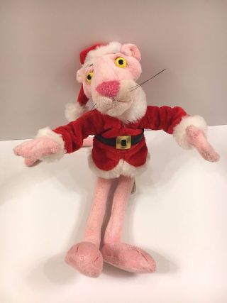 Aurora Pink Panther Santa Christmas Bendable Poseable Plush Toy 12 "