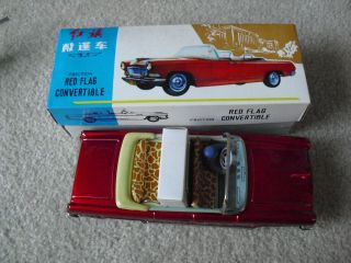 Vintage 1960s China Tin Friction Red Flag Convertible Car Nib Mf 135