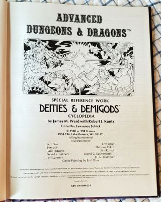 TSR Presents DIETIES AND DEMIGODS - AD&D First Edition Hardback 1980 2