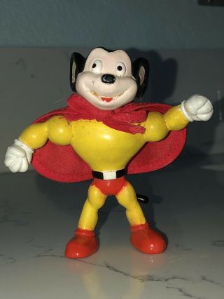 1990 Paul Terry Terrytoons Mighty Mouse Vinyl Bendy Bendable Figure Loose Viacom