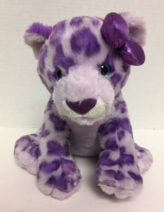 Aurora Leopard Girlz Nation 10 " Plush Baby Cub Purple Shimmer Bow Stuffed Toy C2
