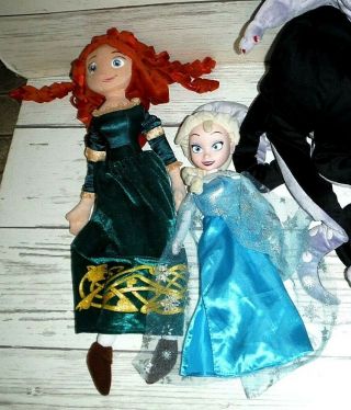 Disney Princesses Elsa Ariel Cinderella Merida & Ursula Plush Dolls 3