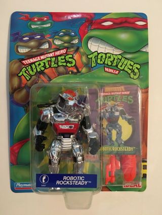 Tmnt Robotic Rocksteady Multi Language With Collectors Card Orange Weapons Rare